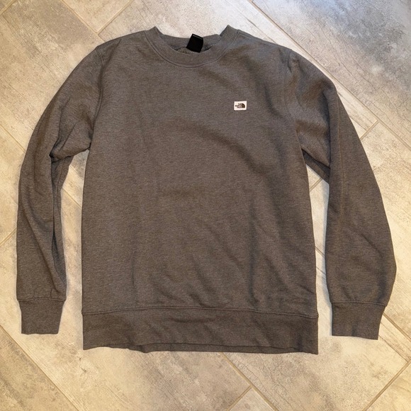 The North Face Mens Gray Crewneck Pullover Sweatshirt Logo Large L - Picture 1 of 7